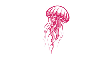 Vibrant pink jellyfish illustration showcasing graceful underwater marine life, a perfect abstract design for ocean-themed projects and aquatic concepts