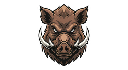 Illustration of a fierce, detailed boar head with sharp tusks, perfect for various designs