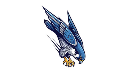 Majestic Falcon Swooping Downwards with Detailed Feather and Sharp Talon Design