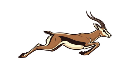 Dynamic graphic illustration of a gazelle in a powerful full-stride sprint. This elegant horned mammal embodies speed, agility, and the spirit of the wild, presented in a clean, modern design