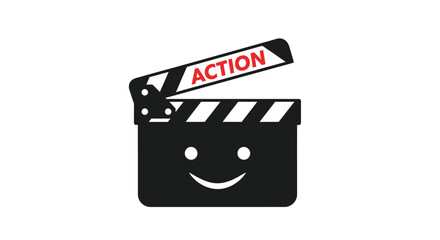 Action Ready Movie Clapboard with a Cheerful Expression for Creative Film Projects