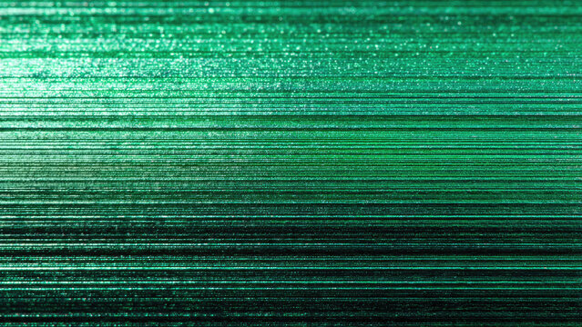Close-up of numerous stacked, thin green layers creating a beautiful horizontal stripe pattern with a glittery shimmer. - Powered by Adobe