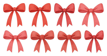 PNG Elegant red bows collection, element set on transparent background