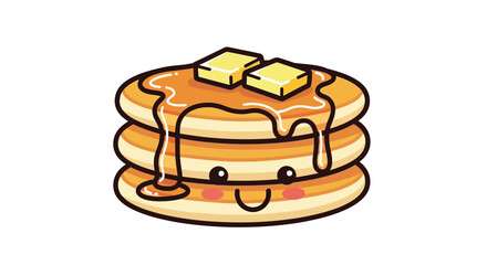 Cute Stack of Pancakes with Butter and Syrup Breakfast Delight Illustration