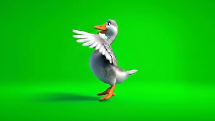 3D Goose dancing with joyfull on green screen background. - Powered by Adobe