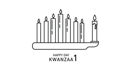 Line art illustration of kwanzaa candles on a holder celebrating the holiday silhouette
