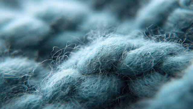 A mesmerizing macro shot reveals the intricate, soft texture of a teal, fuzzy knit fabric, highlighting individual fibers and a plush, comforting feel.