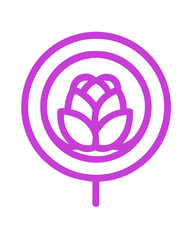 Obraz premium Purple circular floral icon with lotus shape