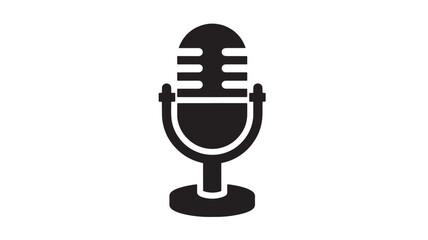 Retro microphone icon simple black glyph vector illustration isolated on white background for podcasting and audio recording