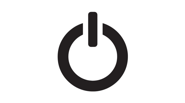 Power button icon simple flat vector symbol isolated on white background for user interface design