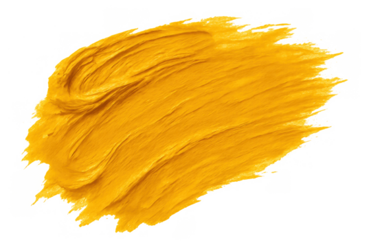 Yellow paint creating a textured brush stroke, offering an artistic background. Gold color acrylic smear transparent on backdrop