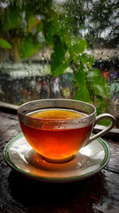 A cup of tea and rainy day
