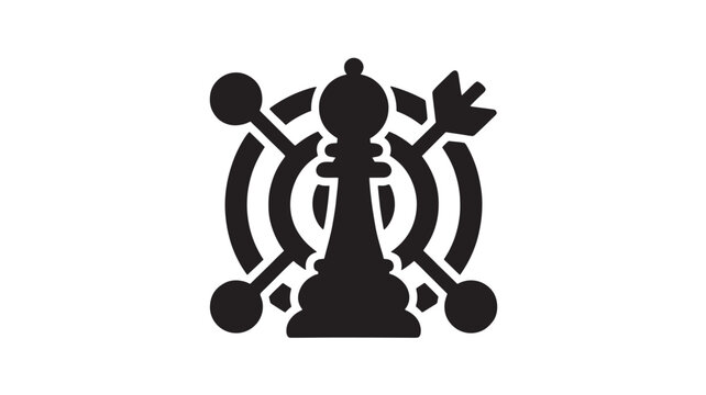 Chess bishop icon with target and arrows strategy and precision concept simple flat vector illustration isolated on white background - Powered by Adobe