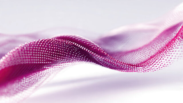 Abstract wave of vibrant magenta and purple glowing dots creating a futuristic, interconnected mesh. It evokes digital data visualization or advanced technology.