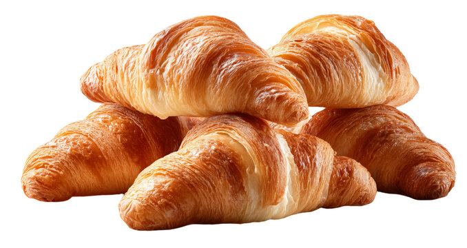 Pięć Świeżych Croissant&oacute;w na Białym Tle