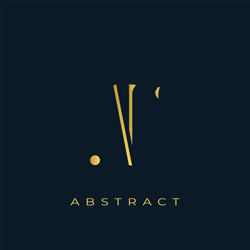 AF Abstract Golden Logo Design. Abstract Golden Symbol Composition on a Dark Navy Blue Background