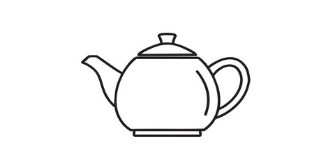 Obraz premium Teapot with handle and lid line icon, drink concept. Vector graphics. Teapot sign on white background, style icon mobile or web design. 