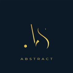 AS Abstract Golden Logo Design. Abstract Golden Symbol Composition on a Dark Navy Blue Background