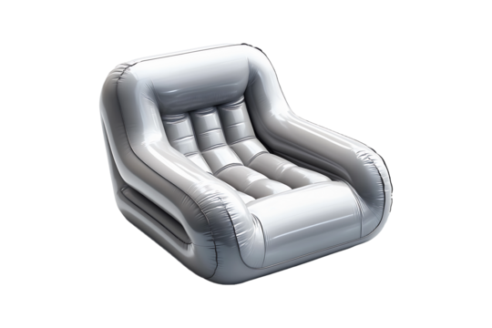 Inflatable lounge chair with glossy surface for relaxation Isolated on a Transparent Background