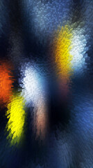 Abstract textured background with blurred colorful lights and dark blue tones