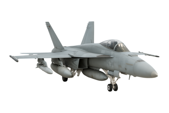 Twin Engine Strike Fighter Aircraft Isolated on a Transparent Background