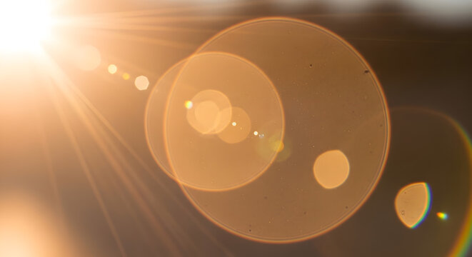 Abstract sunlight with lens flare and bokeh effect