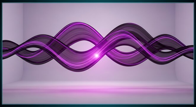 Abstract purple waves on a bright studio room, fluid motion design