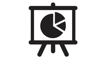 Presentation board with pie chart simple flat vector icon for business data analysis isolated on white background