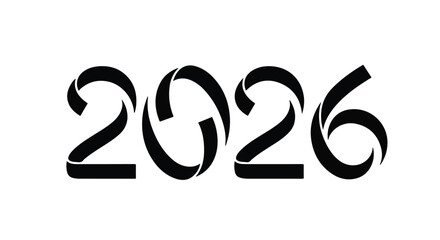 Bold, stylized black numerals representing the year 2026 on a clean white background.