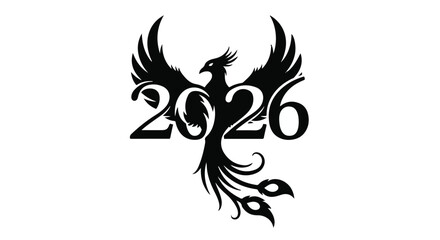 Symbolic phoenix rising with the year 2026, representing rebirth and new beginnings