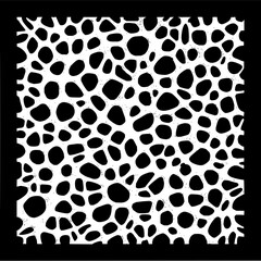 Abstract organic cell pattern background vector design with connected shapes and black and white texture