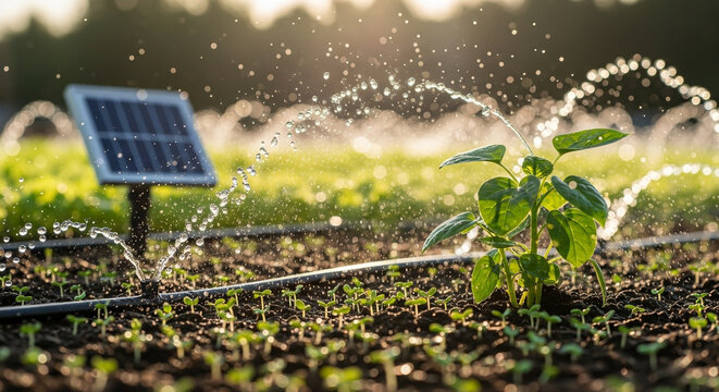Irriga&ccedil;&atilde;o sustent&aacute;vel com energia solar em planta&ccedil;&atilde;o jovem