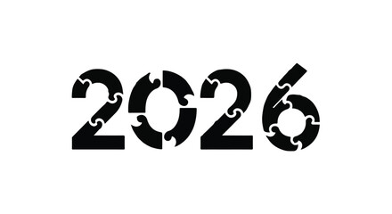 New Year 2026 represented by puzzle pieces, symbolizing planning and achievement.