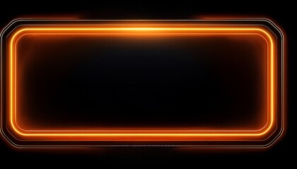 Neon Glowing Rectangle Frame Isolated On Black Background Futuristic Modern Border Empty Sparkling Techno Backdrop Banner Orange Neon Sign Neon Mockup Template For Your Design Png
