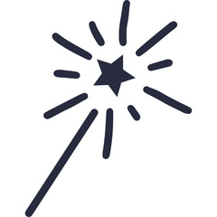 Simple Line Art Sparkler with Starburst Effect on Transparent Background Festive Celebration Element