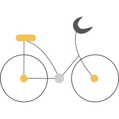 Simple line drawing of a bicycle with yellow and gray accents on a transparent background a minimalist icon representing transportation and eco-friendly travel