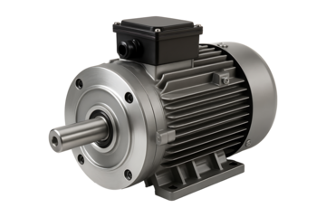 High Performance Electric Motor Featuring Durable Metal Housing Isolated on a Transparent Background