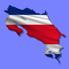 Vector flag Costa Rica in the form of a map