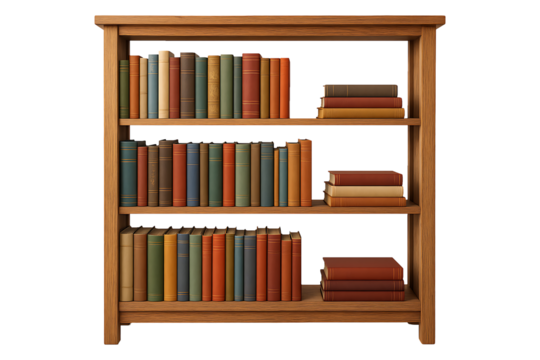 Classic Home Library Bookcase Isolated on a Transparent Background