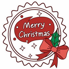 Merry Christmas greeting badge vector. Festive Christmas Lettering vector Illustration. Merry Christmas typography vector design and Christmas ornaments with white background.

