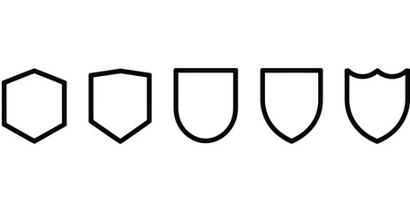 Shield Shape Set in Various Forms Isolated on White and Transparent Backgrounds Vector Illustration