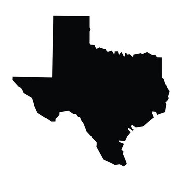 Texas State Silhouette Outline Black Shape Map Border United States America Us Region Frontier Country Geographical Territory Land Area Isolated Vector