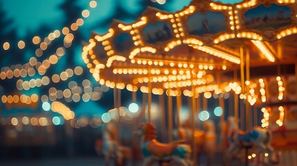Magical carousel lights create a nostalgic, dreamlike atmosphere perfect for summer festivals and fairground adventures with friends and family