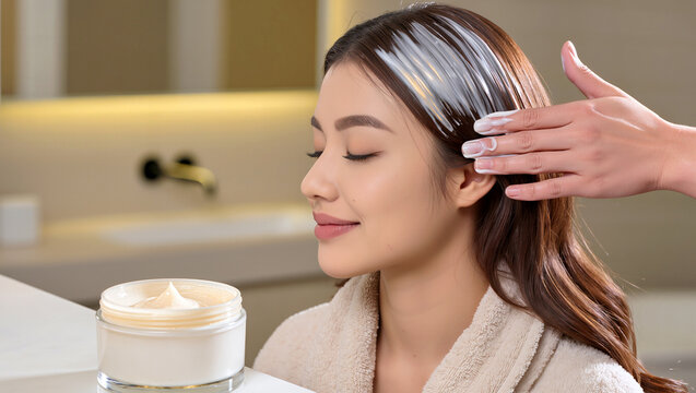 Relaxing hair treatment session at a tranquil salon - Powered by Adobe