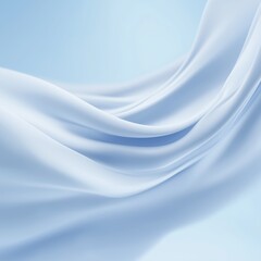 Fototapeta premium Smooth flowing blue fabric waves in a serene minimalist abstract design