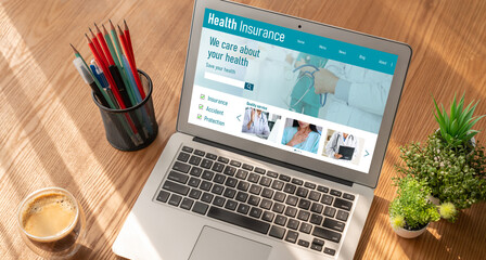 Fototapeta premium Health insurance web site modish registration system for easy form filling