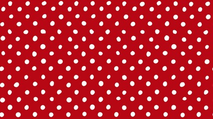 Bright Red Polka Dot Seamless Pattern on White Background, Perfect for Fashion, Marketing Materials, and Kids' Products, Evoking Playfulness and Joy in a Clean, Contemporary Layout.