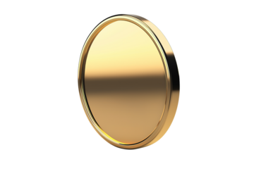 Realistic Gold Token with Smooth Surface Isolated on Transparent Background 
