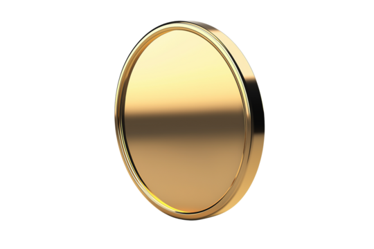 Realistic Gold Token with Smooth Surface Isolated on Transparent Background 