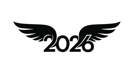 Year 2026 design with stylized wings, symbolizing aspiration and future.